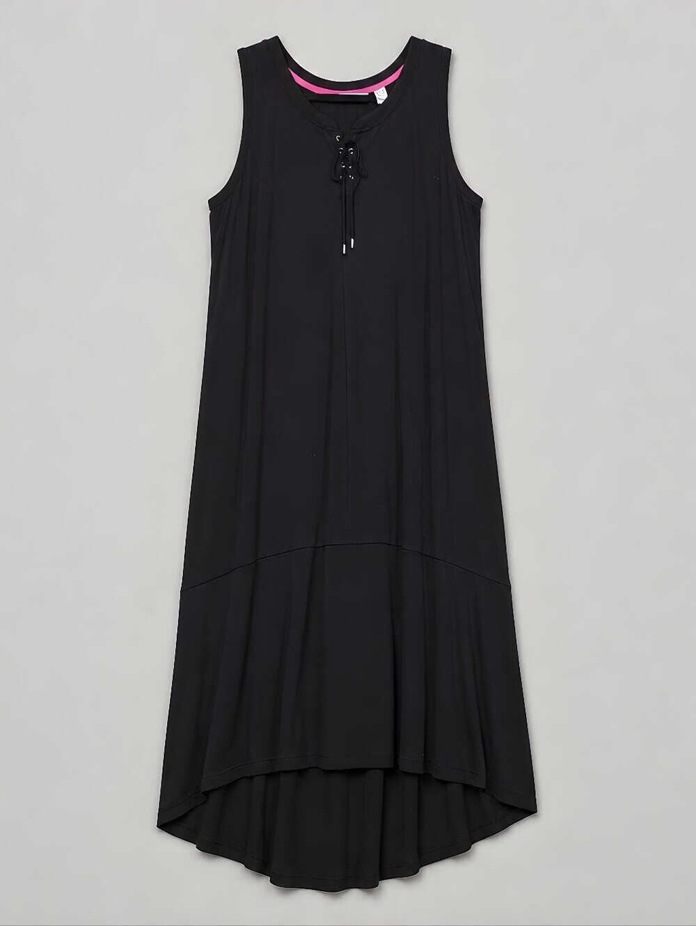Isaac Mizrahi Live! L Large Black Lace-Up Sleeveless Maxi Dress